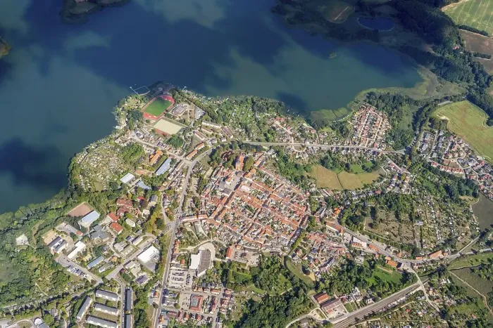 Framed Print : Aerial view of the town of Sternberg