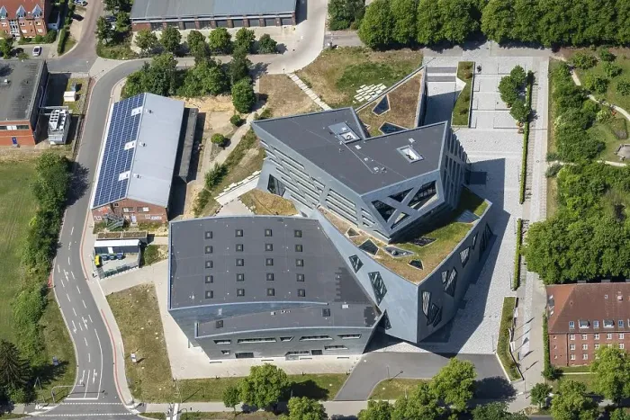 Framed Print : Aerial view of the University of Lueneburg Leuphana Central Building