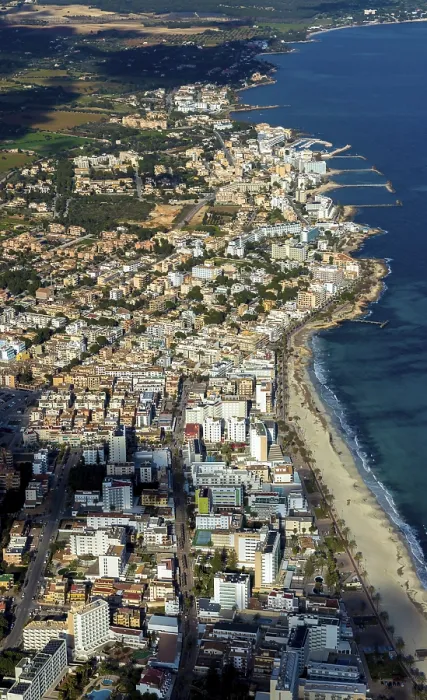 Framed Print : Aerial view, view of Cala Bona bay