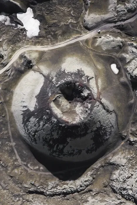 Framed Print : Aerial view, volcanic crater from above