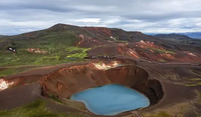 Framed Print : Aerial view of volcanic crater Framed Print : Aerial view of volcanic crater