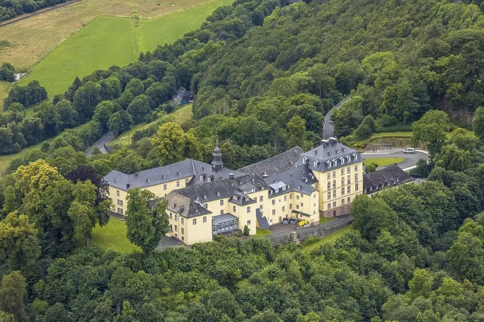 Framed Print : Aerial view, Wittgenstein Castle in the forest Framed Print : Aerial view, Wittgenstein Castle in the forest