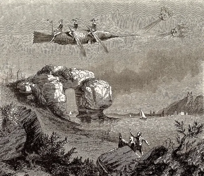 Framed Print : Aerostatic Fish, Flugmaschine im 18. Jahrhundert