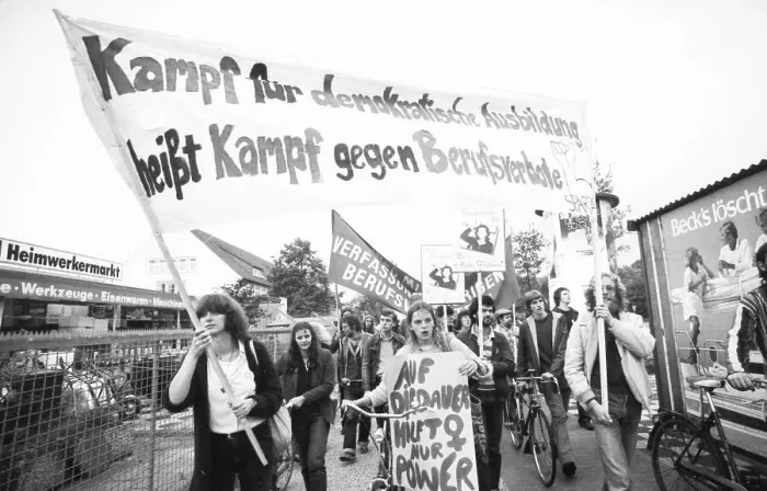 Framed Print : Those affected by the Radical Decree and their friends demonstrated 19 82 against occupational bans