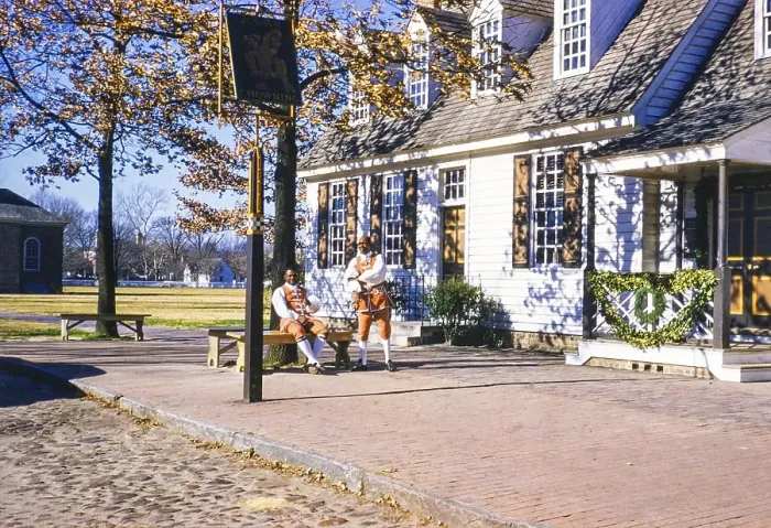 Framed Print : African-American men in historical costumes, Colonial Williamsburg, Virginia, USA around 1953