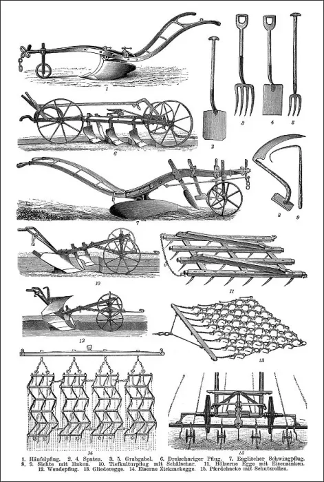Framed Print : Agricultural equipment, 19th century