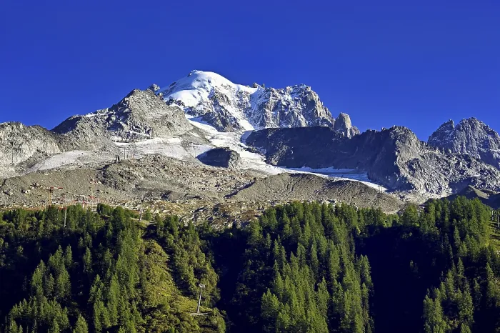 Framed Print : Aiguille des Grands Montets and snow-covered Aiguille Verte