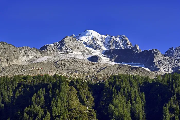 Framed Print : Aiguille des Grands Montets and snow-covered Aiguille Verte