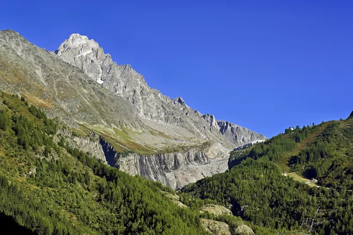 Framed Print : Aiguille du Chardonnet, front foothills of the Argentiere glacier