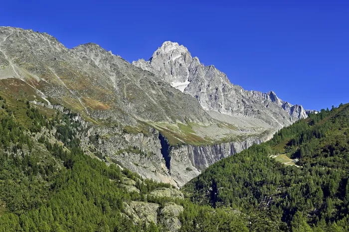 Framed Print : Aiguille du Chardonnet, front foothills of the Argentiere glacier