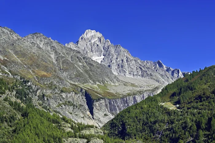 Framed Print : Aiguille du Chardonnet, front foothills of the Argentiere glacier