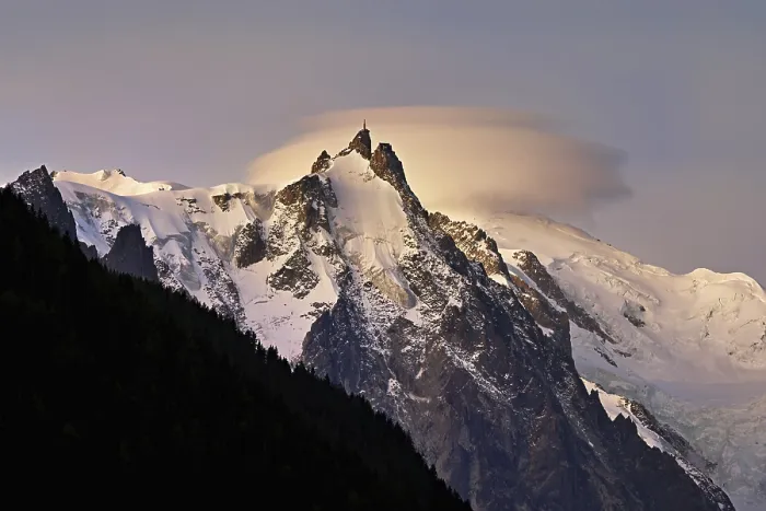 Framed Print : Aiguille du Midi with cloud above the summit