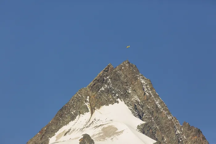 Framed Print : Air rescue. A climber is rescued from the Grossglockner mountain by helicopter
