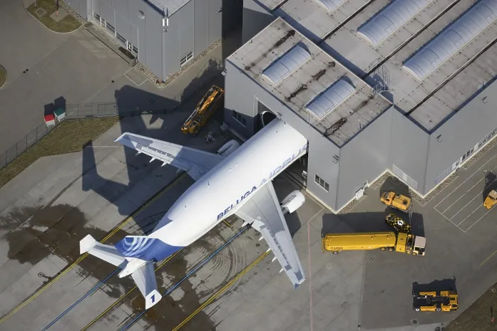 Framed Print : Airbus Beluga, loading in hangar Framed Print : Airbus Beluga, loading in hangar