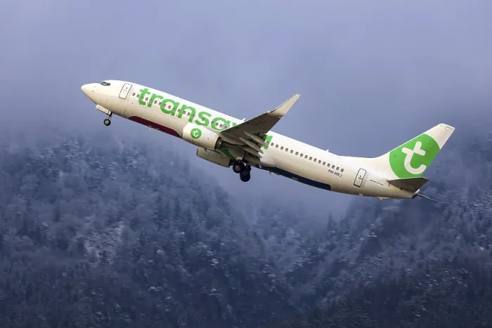 Framed Print : Aircraft taking off, airline Transavia Airlines