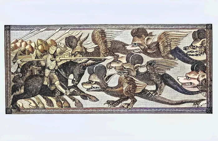 Framed Print : How Alexander fought the dragons with sheep horns on his forehead