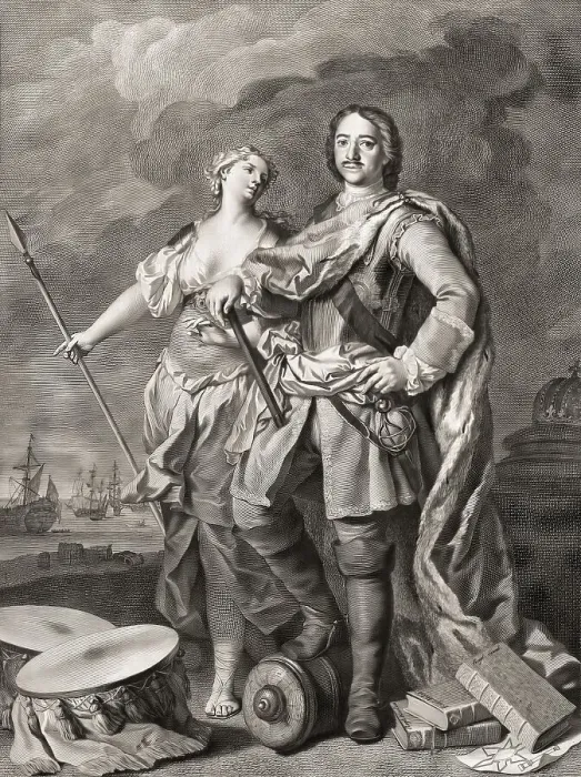 Framed Print : Allegorical portrait of Peter I of Russia