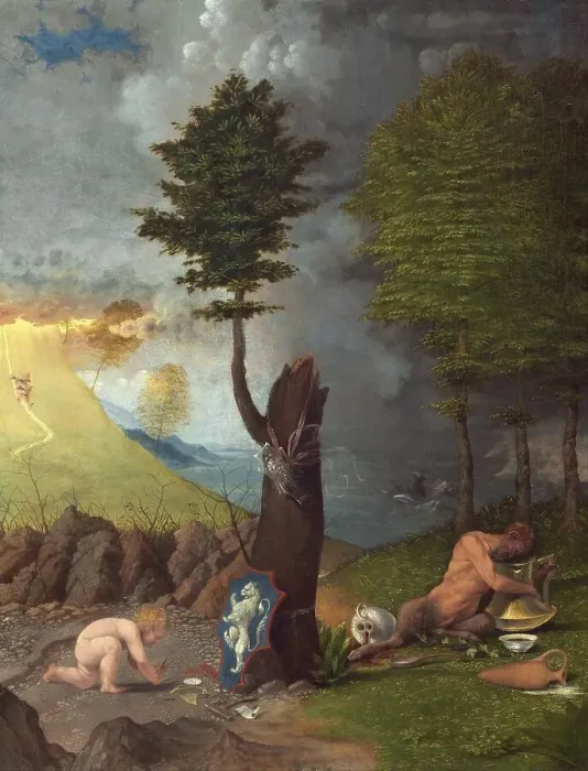Framed Print : Allegory of Virtue and Vice, painting by Lorenzo Lotto