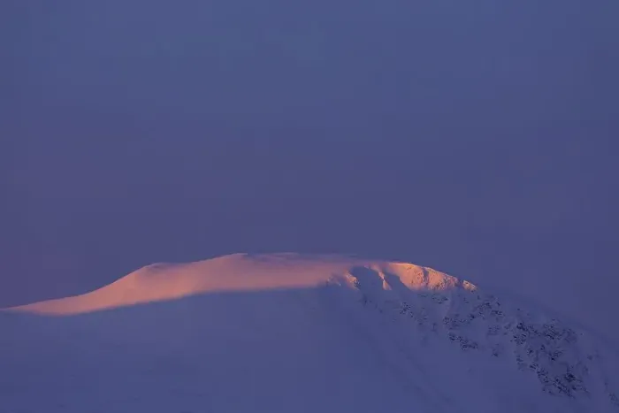 Framed Print : Alpenglow on the Storhoe mountain peak in winter Framed Print : Alpenglow on the Storhoe mountain peak in winter