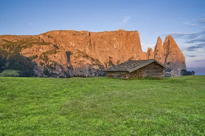 Framed Print : Alpine hut in front of Schlern Framed Print : Alpine hut in front of Schlern