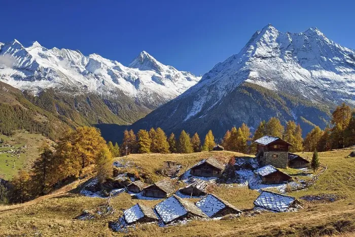 Framed Print : Alpine huts in Val d'Herens Framed Print : Alpine huts in Val d'Herens