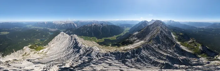 Framed Print : Alpine panorama, aerial view, Westliche Wettersteinspitze