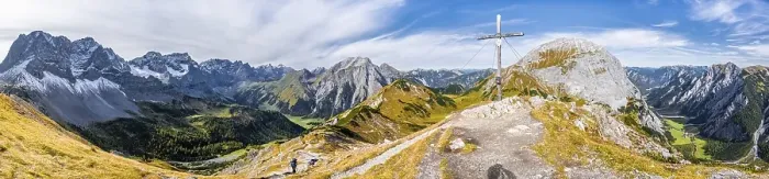 Framed Print : Alpine panorama, summit with summit cross of the Hahnenkampl Framed Print : Alpine panorama, summit with summit cross of the Hahnenkampl