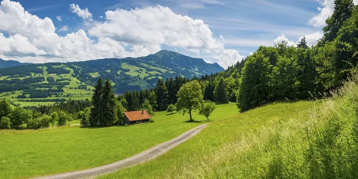Framed Print : Alpine pasture landscape, behind it the Gruenten
