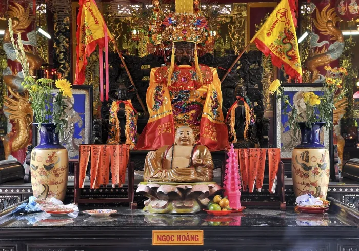 Framed Print : Altar with Buddha figure in the temple Framed Print : Altar with Buddha figure in the temple