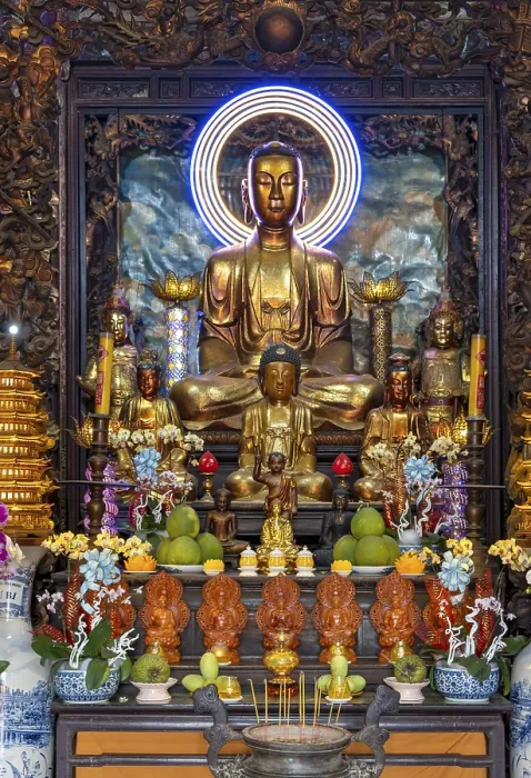 Framed Print : Altar inside the Vinh Trang Temple Framed Print : Altar inside the Vinh Trang Temple
