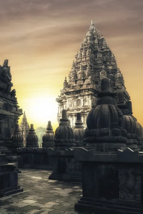 Framed Print : Amazing sunrise at Prambanan Temple Framed Print : Amazing sunrise at Prambanan Temple