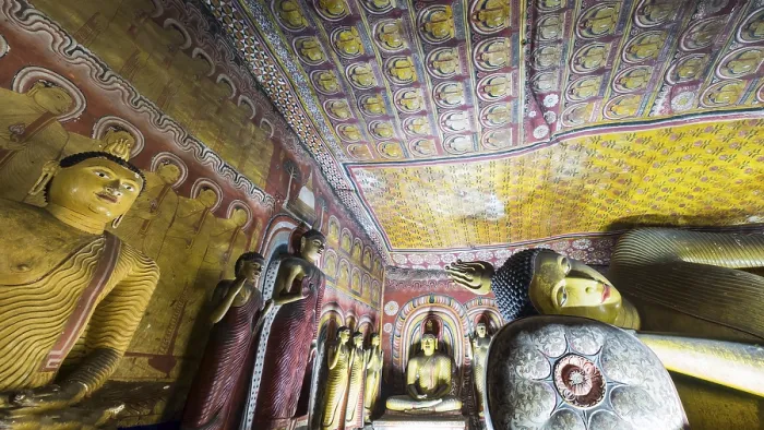 Framed Print : Amazing view of lot Buddhas statues and religious carving inside cave in sacred Golden Temple Framed Print : Amazing view of lot Buddhas statues and religious carving inside cave in sacred Golden Temple