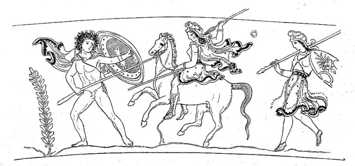 Framed Print : Amazons in the attack, Asia Minor