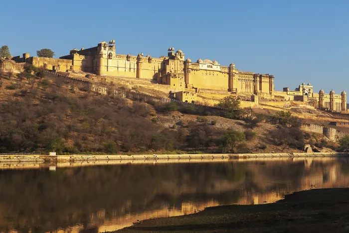 Framed Print : Amber fort and reflections on water in Jaipur