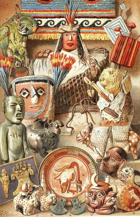 Framed Print : American antiquities I, an illustration from Meyers Konversations-Lexikon