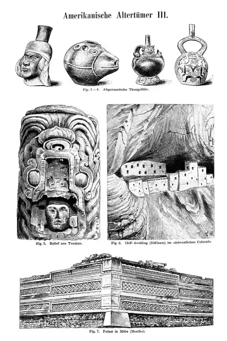 Framed Print : American antiquities III, an illustration from Meyers Konversations-Lexikon Framed Print : American antiquities III, an illustration from Meyers Konversations-Lexikon