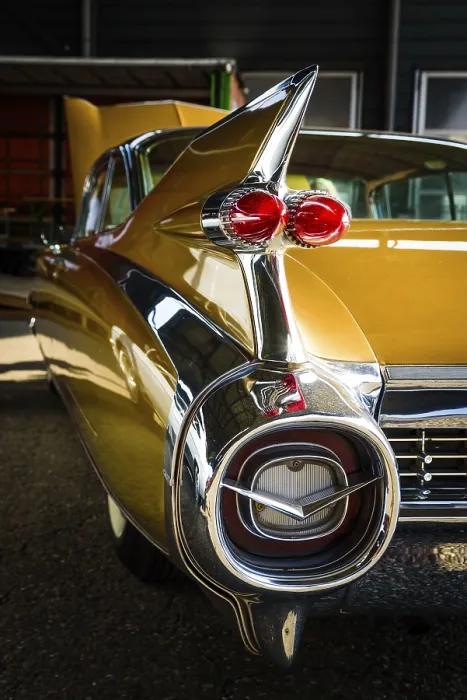 Framed Print : American classic car yellow paint shinny