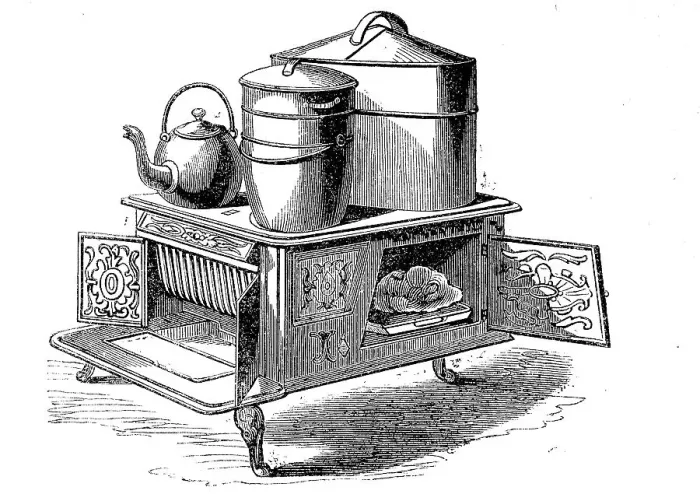 Framed Print : American Stove, Economical Coal Stove