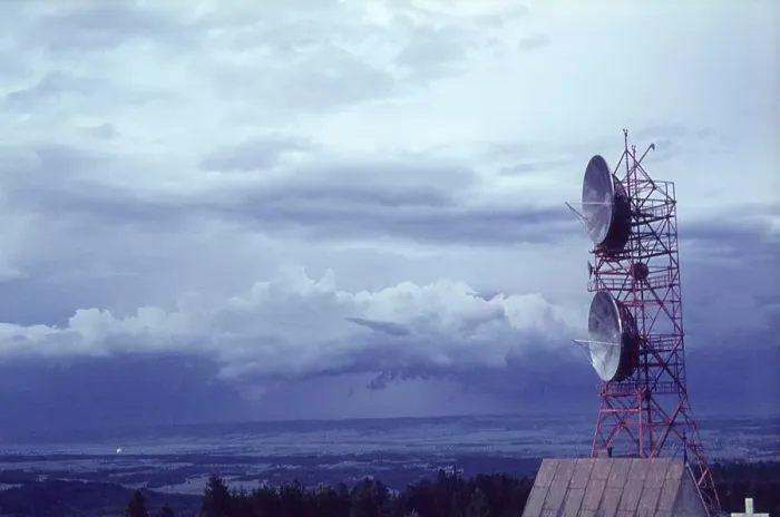 Framed Print : American transmitter on Hohenpeissenberg On the left in the valley