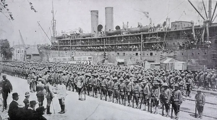 Framed Print : American troops after disembarking