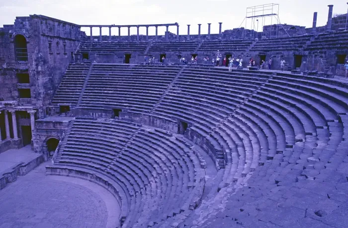 Framed Print : Amphitheatre, citadel, Bosra, Dar'a, Syria, 1987, vintage, retro, old, historical, Asia