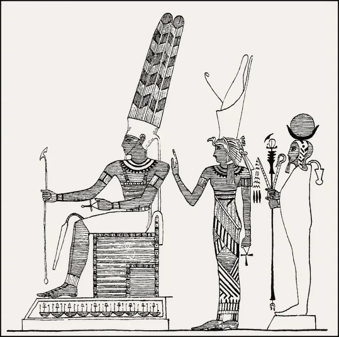 Framed Print : Amun, Isis and Khonsu, major deities in ancient Egyptian religion