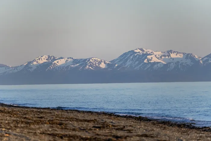 Framed Print : Anchor Point beach on Cook Inlet in the evening light