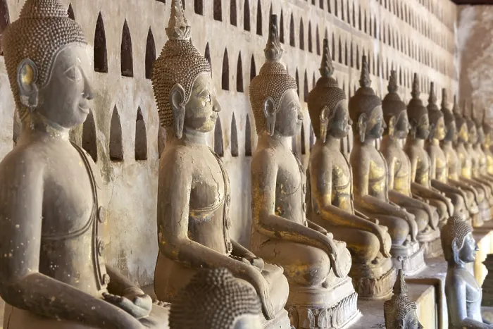 Framed Print : Ancient Buddha statues in the courtyard of Wat Si Saket