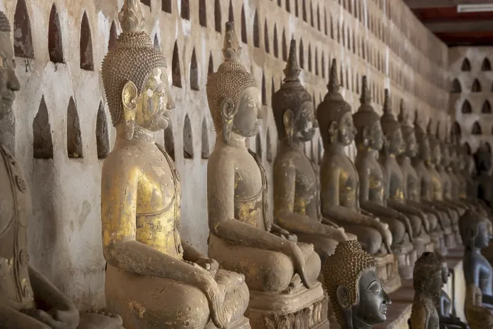 Framed Print : Ancient Buddha statues in the courtyard of Wat Si Saket