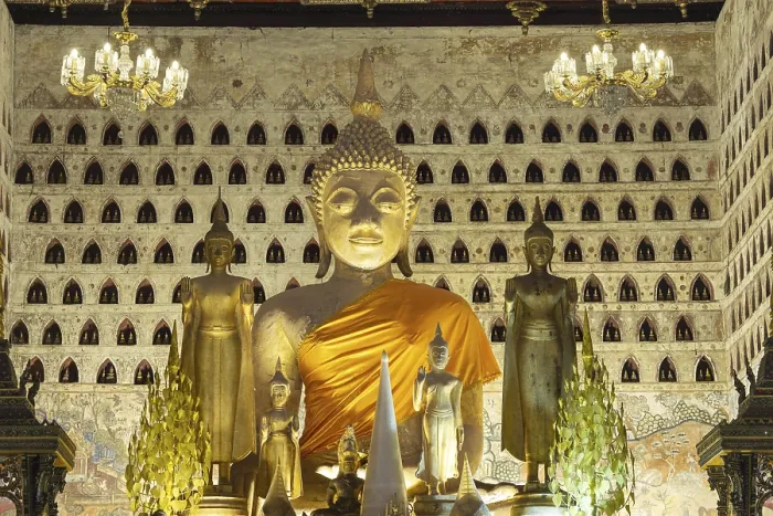 Framed Print : Ancient Buddha statues in the main building of Wat Si Saket Framed Print : Ancient Buddha statues in the main building of Wat Si Saket