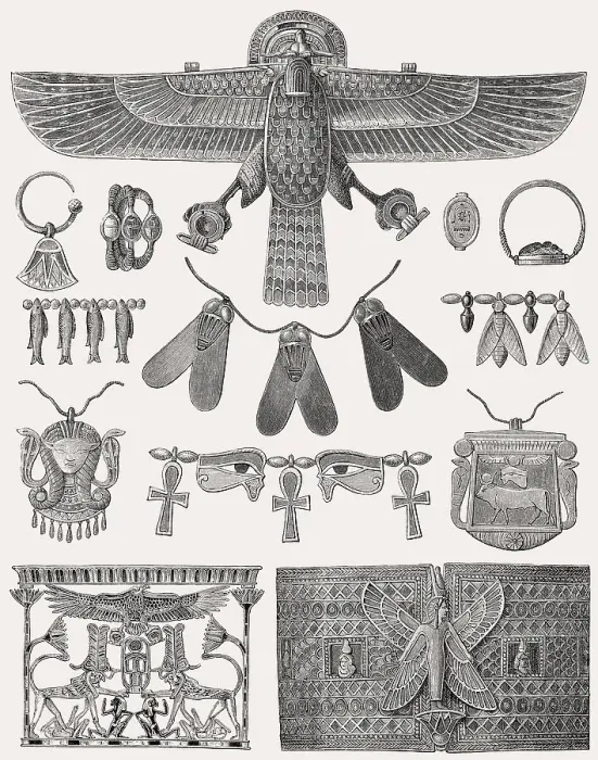 Framed Print : Ancient Egyptian jewellery