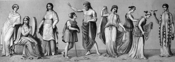 Framed Print : Ancient Greek costumes: various garments of splendor