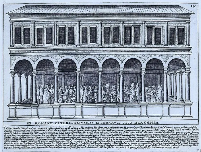 Framed Print : The Ancient Roman Gymnasium or Academy of Letters