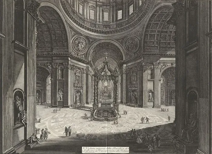 Framed Print : Ancient Rome, the interior view of St Peter's Basilica in the Vatican Framed Print : Ancient Rome, the interior view of St Peter's Basilica in the Vatican